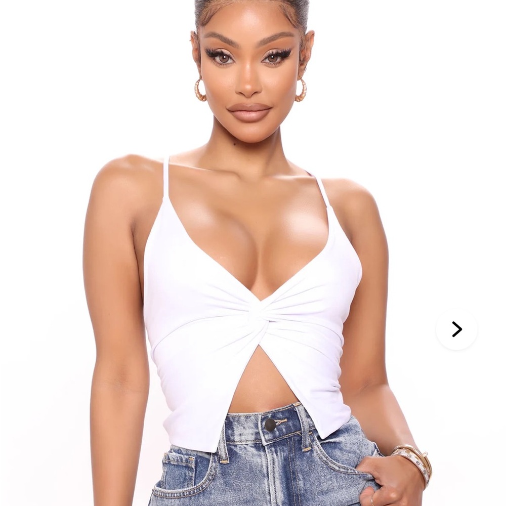 Fashion Nova White Twist Crop Top